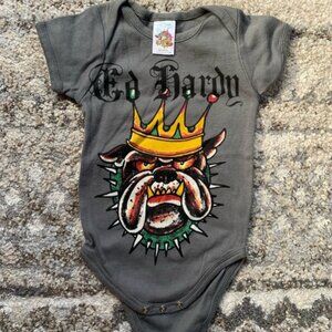 Baby Ed Hardy Gray Bulldog Onesie 6/9m